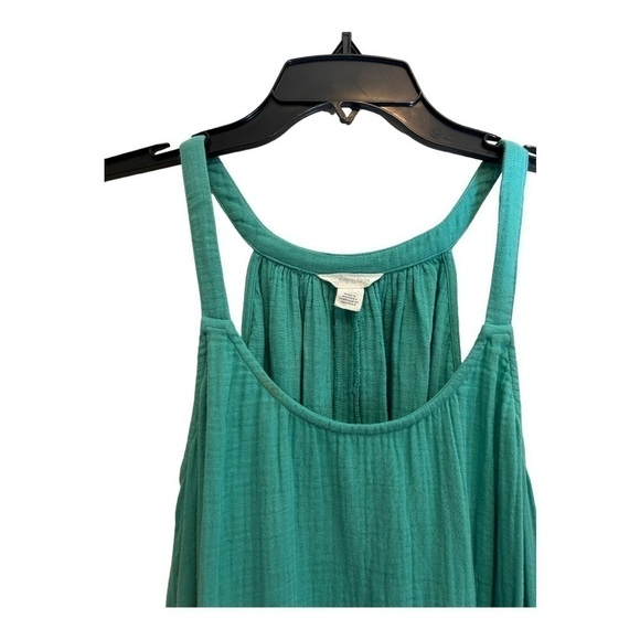 CASLON TEXTURED COTTON SLEEVELESS MAXI DRESS IN GREEN MARINE - Picture 10 of 14